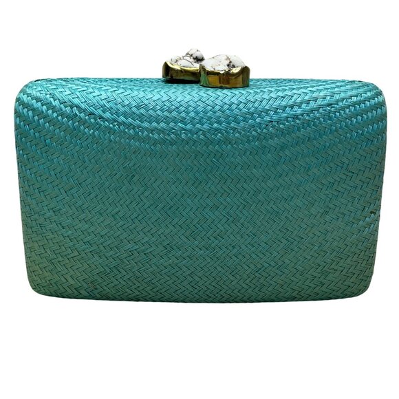 Kayu Women’s Turquoise Woven Gold Clasp Closure Chain Strap Clutch Bag Size S - Picture 4 of 10